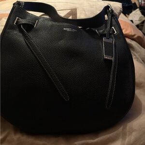 Michael Kors Collections Black Pebbled Leather Hobo Bag
